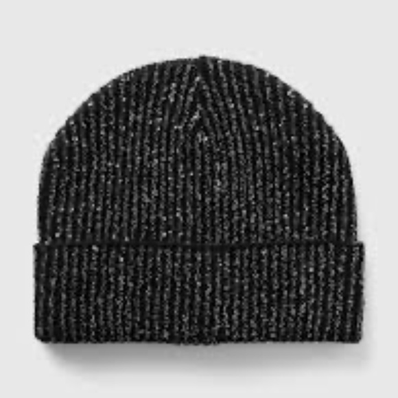 NEW Gap metallic sequin hat beanie toque black silver - Picture 1 of 8